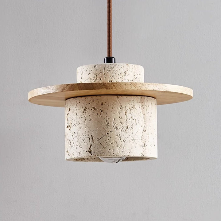 Travertine Pendant Light for Natural Luxury - StoneGlow-Walnut-State of Style