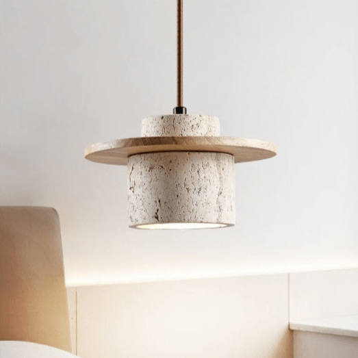 Travertine Pendant Light for Natural Luxury - StoneGlow-Walnut-State of Style