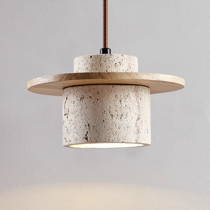 Travertine Pendant Light for Natural Luxury - StoneGlow-Wooden-State of Style