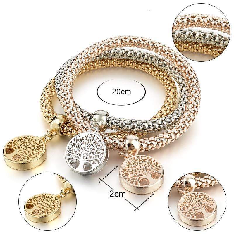 Tree of Life Bracelet Set (3-piece) - Liora-Round-State of Style