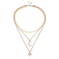 Tree of Life & Half Moon Multilayer Necklace - Selestina-Gold-State of Style