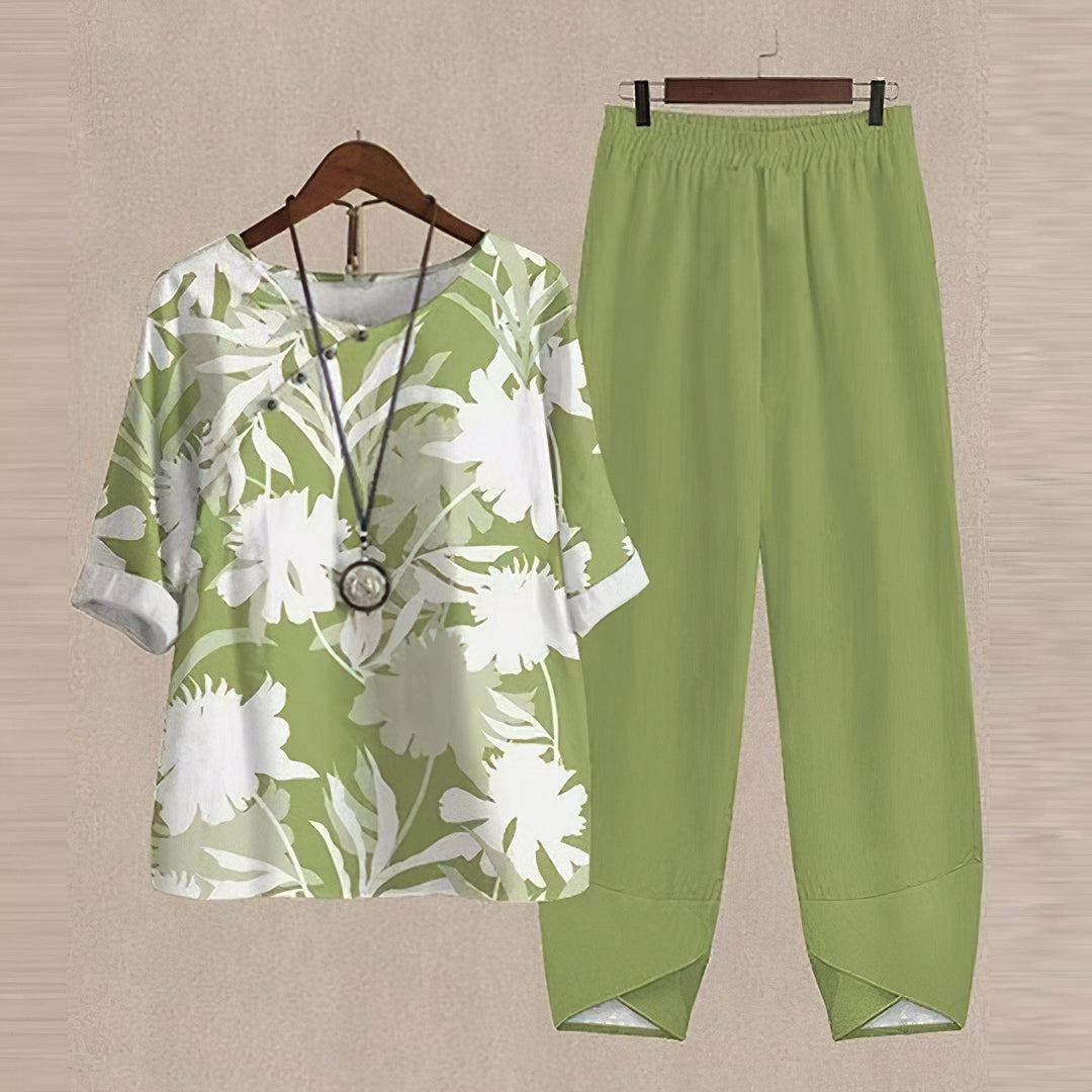 Trendy 2-Piece Spring and Summer Set - LenaDuo-Green-S-State of Style