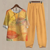 Trendy 2-Piece Spring and Summer Set - LenaDuo-Orange-S-State of Style