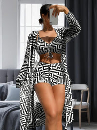 Trendy 3-piece swimsuit set – Leona-Black White-S-State of Style