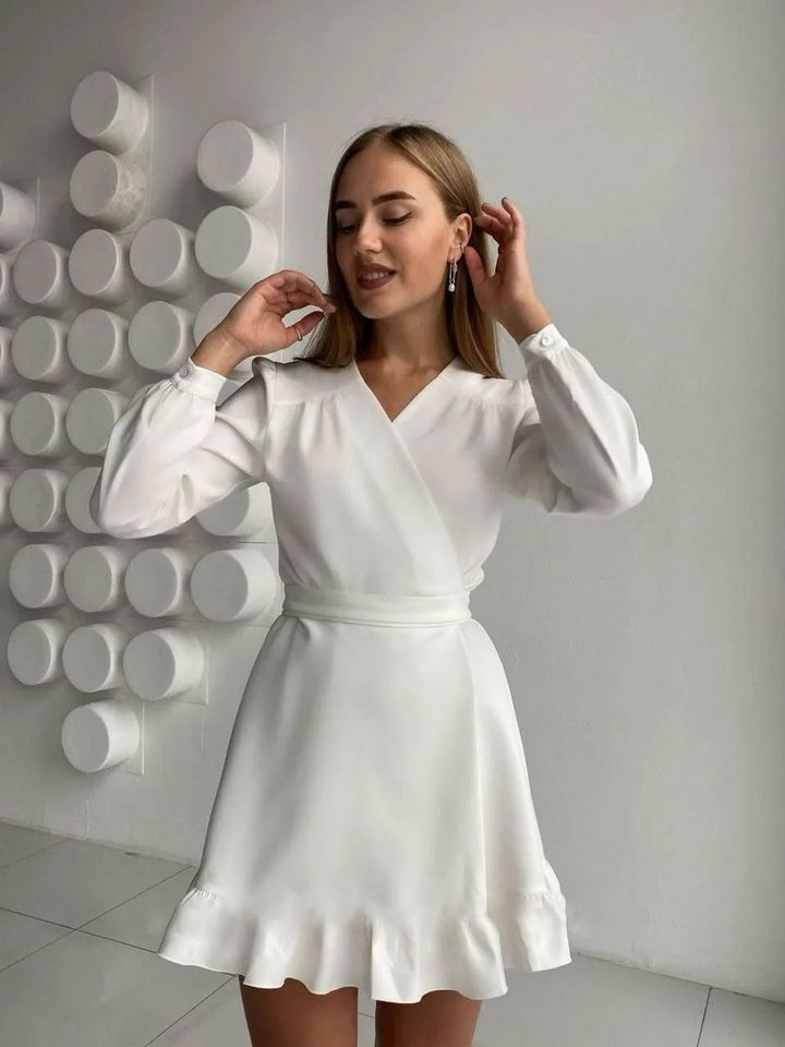 Trendy A-Line Dress – Livia-White-S-State of Style