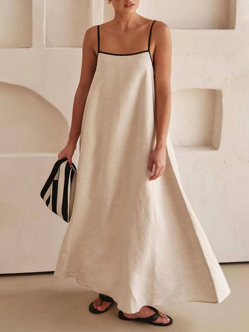 Trendy A-line Strappy Dress with Contrast Design for Holidays – Zoey-S-State of Style