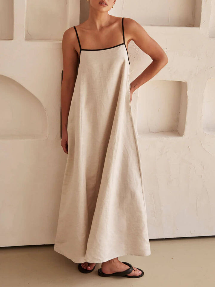 Trendy A-line Strappy Dress with Contrast Design for Holidays – Zoey-S-State of Style