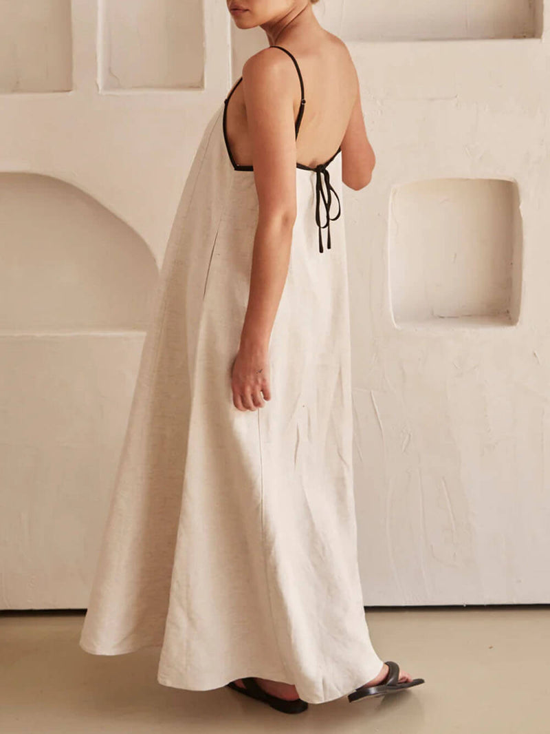 Trendy A-line Strappy Dress with Contrast Design for Holidays – Zoey-S-State of Style