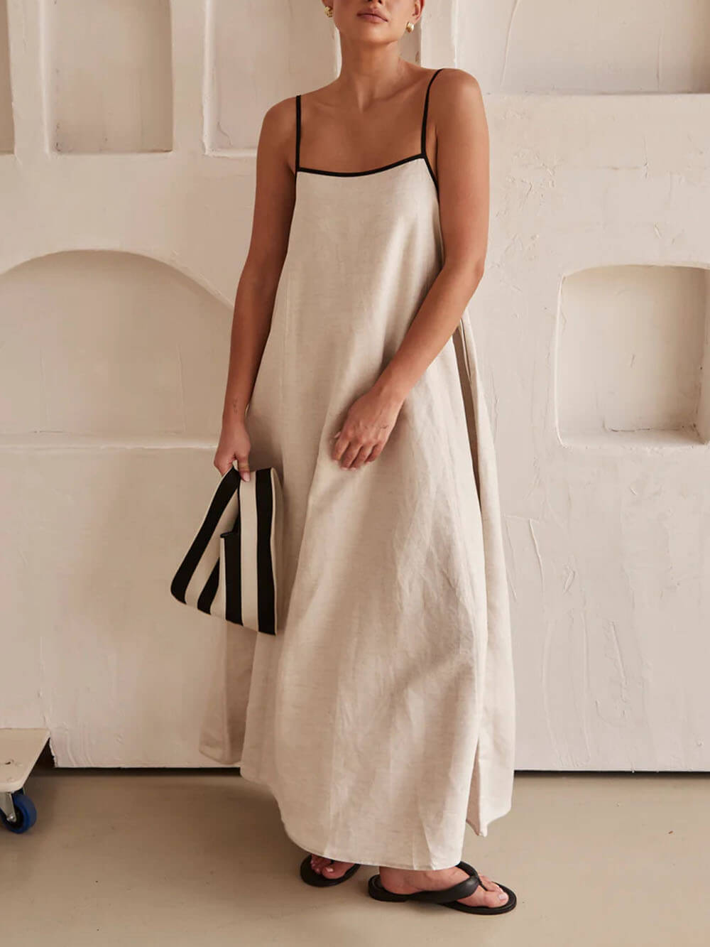 Trendy A-line Strappy Dress with Contrast Design for Holidays – Zoey-S-State of Style