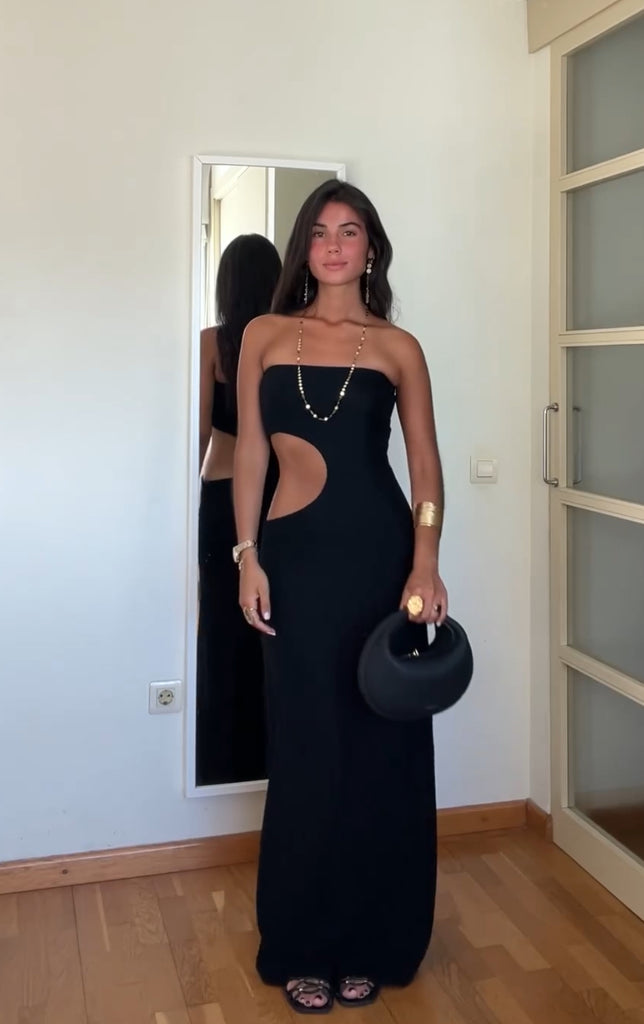 Trendy bandeau summer dress with stretch fit – Viviane-Black-XS-State of Style