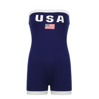Trendy bandeau swimsuit with USA motif and contrast details – Lexie-L-State of Style