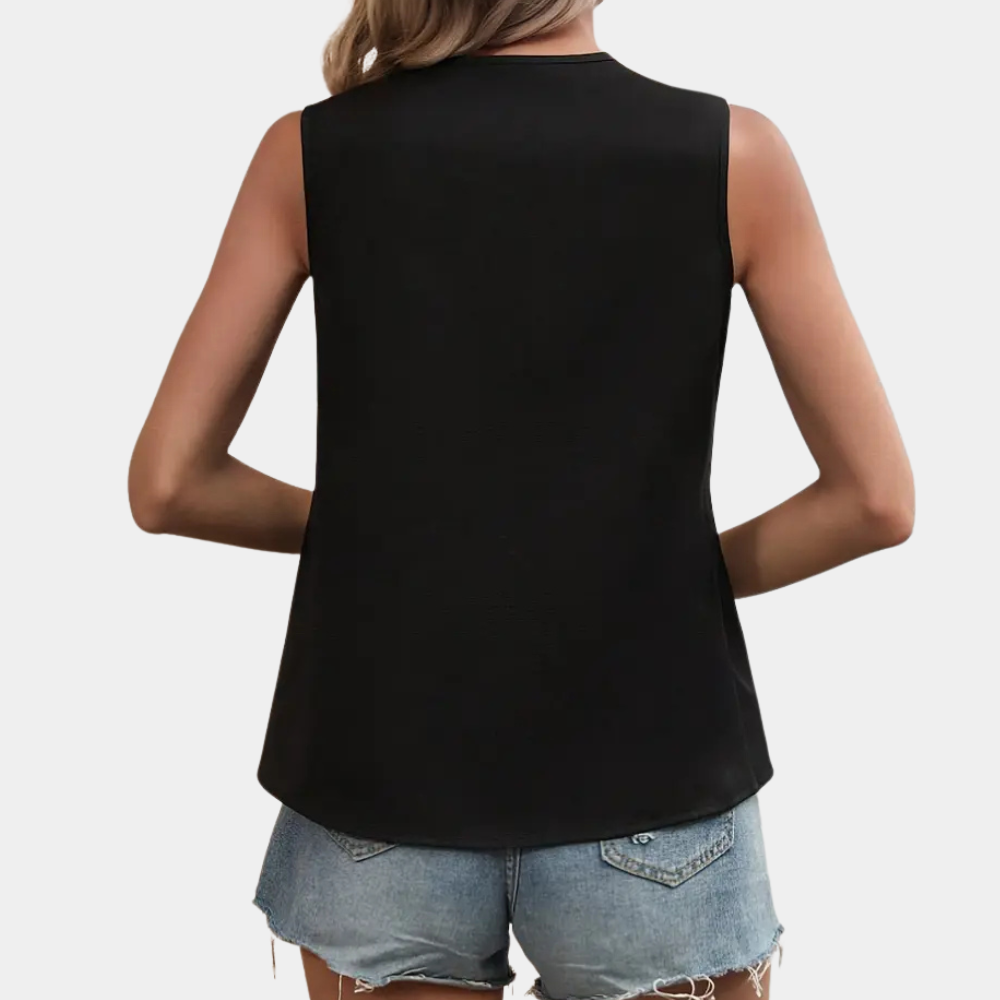 Trendy Black and White Asymmetrical Blouse for Women - Elise-XS-State of Style