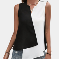 Trendy Black and White Asymmetrical Blouse for Women - Elise-XS-State of Style