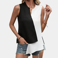 Trendy Black and White Asymmetrical Blouse for Women - Elise-XS-State of Style