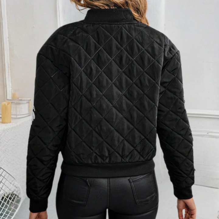 Trendy Black Women's Bomber Jacket with Zip - Rivka-XS-State of Style