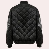 Trendy Black Women's Bomber Jacket with Zip - Rivka-XS-State of Style