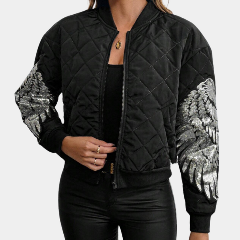 Trendy Black Women's Bomber Jacket with Zip - Rivka-XS-State of Style