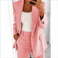 Trendy Blazer and Pants Set for Women - Sanne-Pink-S-State of Style