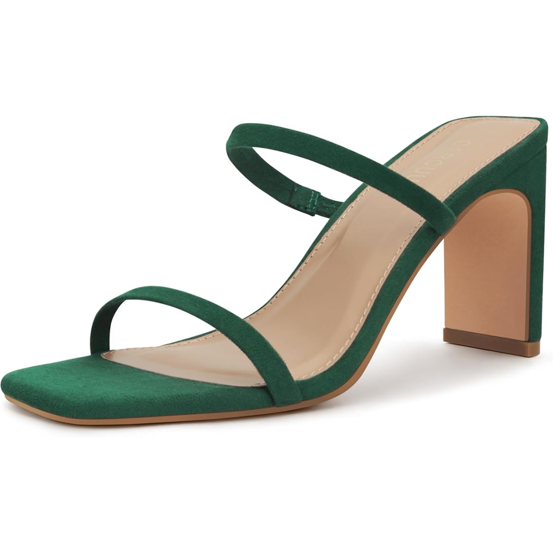 Trendy Block Heels with Square Toe – Eline-Green-2.5-State of Style