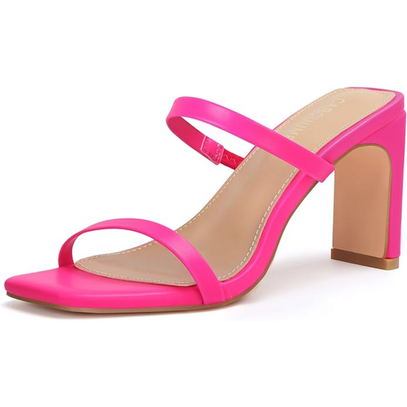 Trendy Block Heels with Square Toe – Eline-Pink-2.5-State of Style