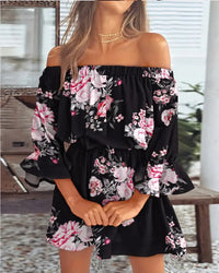 Trendy Boho mini dress with one-shoulder design and airy fit - Ysa-Black-S-State of Style