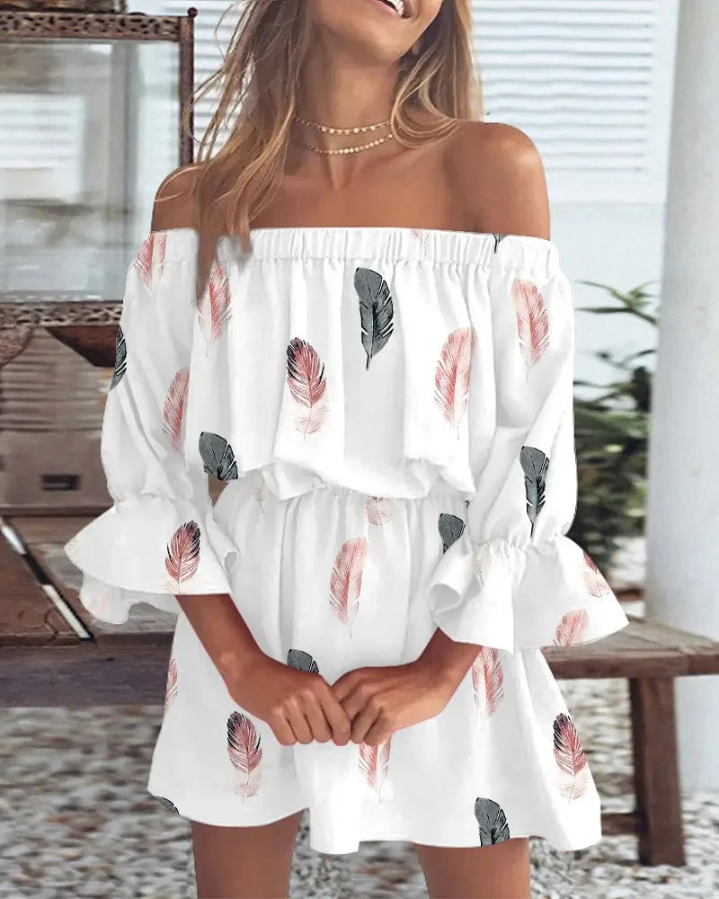Trendy Boho mini dress with one-shoulder design and airy fit - Ysa-White-S-State of Style
