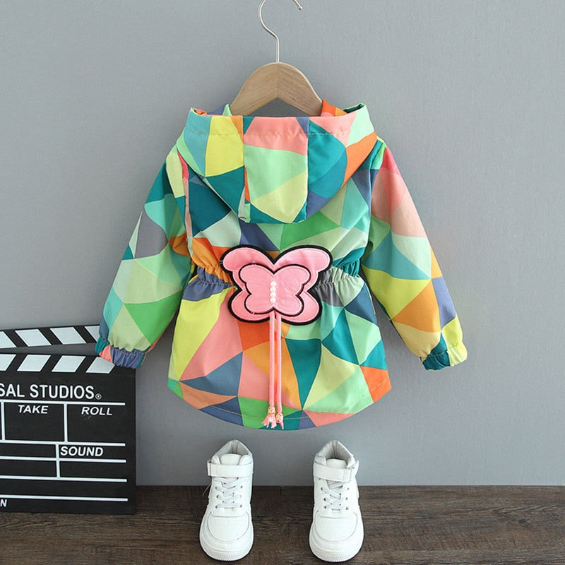 Trendy Butterfly Raincoat for Girls - ButterflySplash-Green Tint-12-18 Months-State of Style