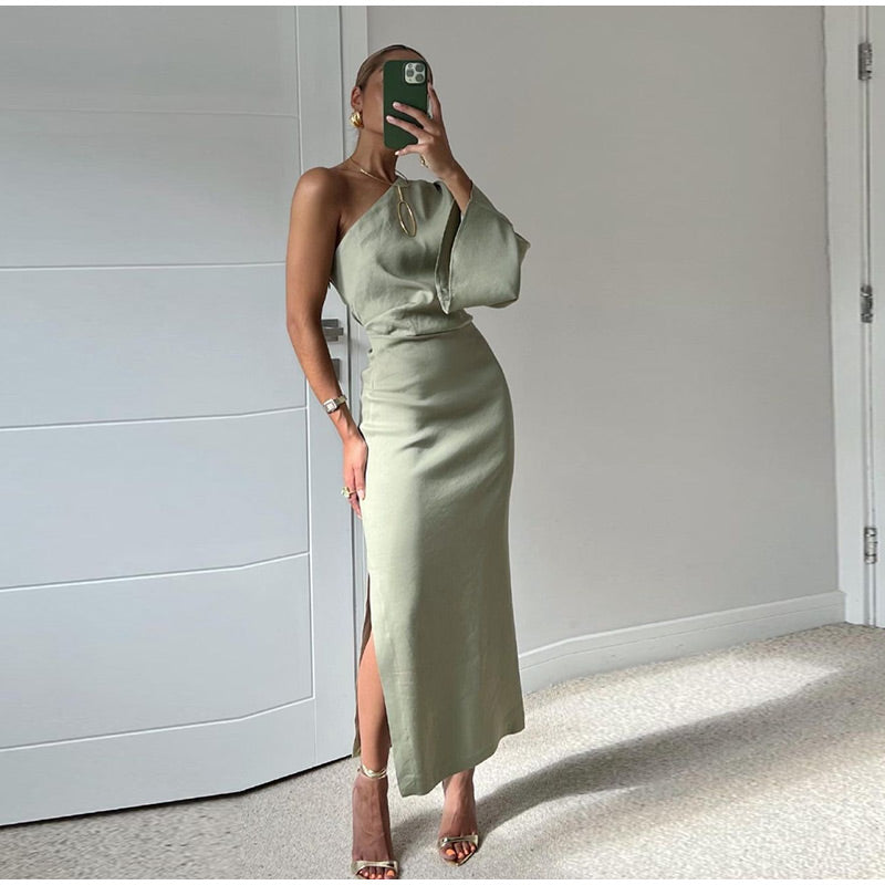 Trendy Casual Pleated Dress - Samantha-Grey Green-XS-State of Style