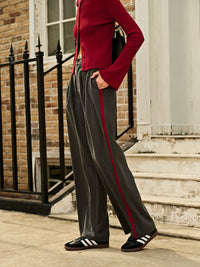 Trendy Chalk Stripe High-Waist Trousers - Liora-Grey-XS-State of Style