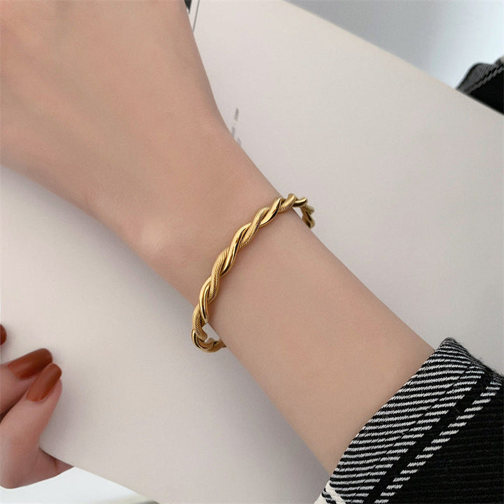 Trendy Charm Twist Bracelets | Fashionable Cuff Jewellery-Gold-State of Style