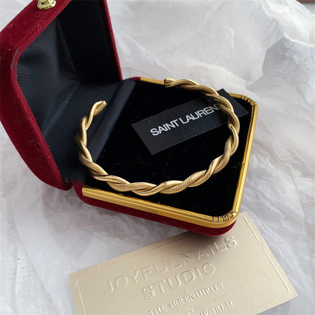 Trendy Charm Twist Bracelets | Fashionable Cuff Jewellery-Gold-State of Style