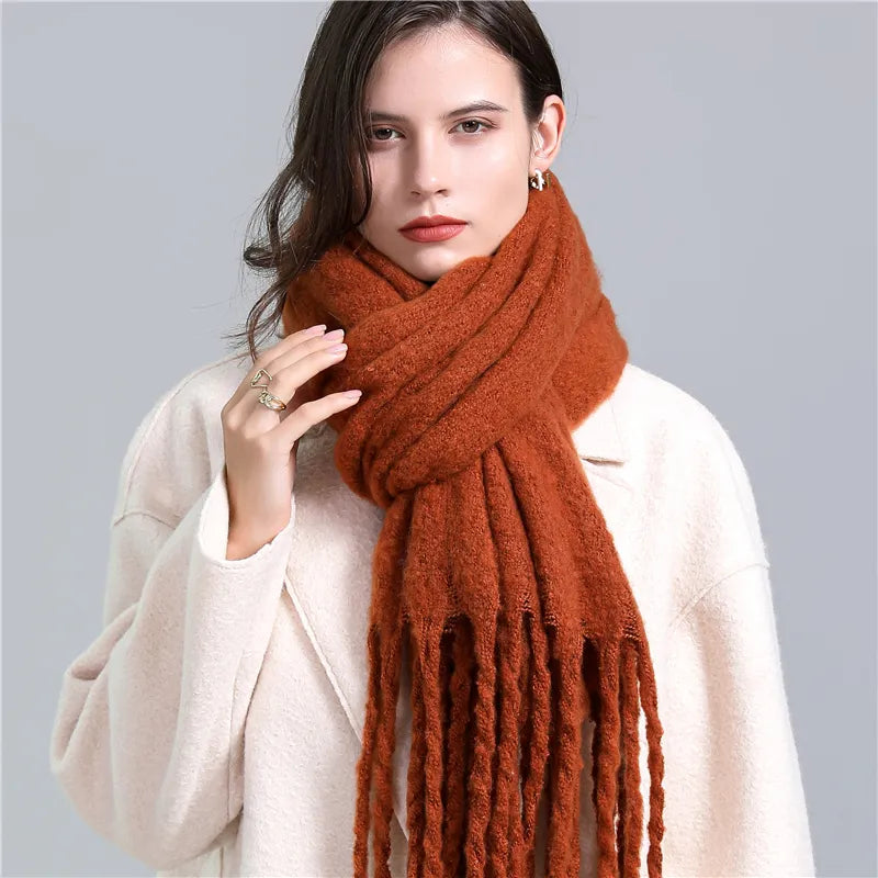 Trendy Checked Women's Scarf - Elira-Chestnut Brown-State of Style