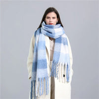 Trendy Checked Women's Scarf - Elira-Light Blue-State of Style