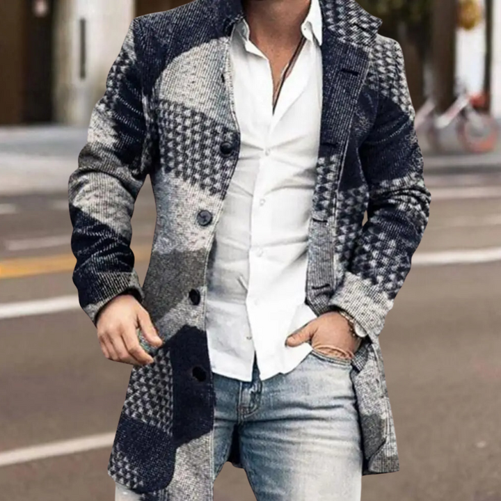 Trendy Classic Men's Coat - Matthis-Blue-S-State of Style