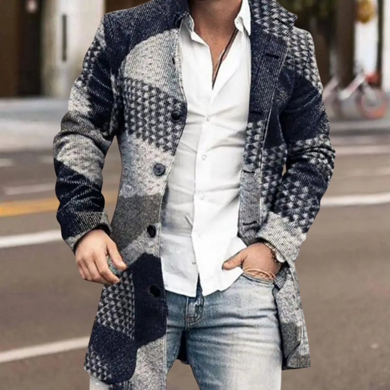 Trendy Classic Men's Coat - Matthis-Blue-S-State of Style