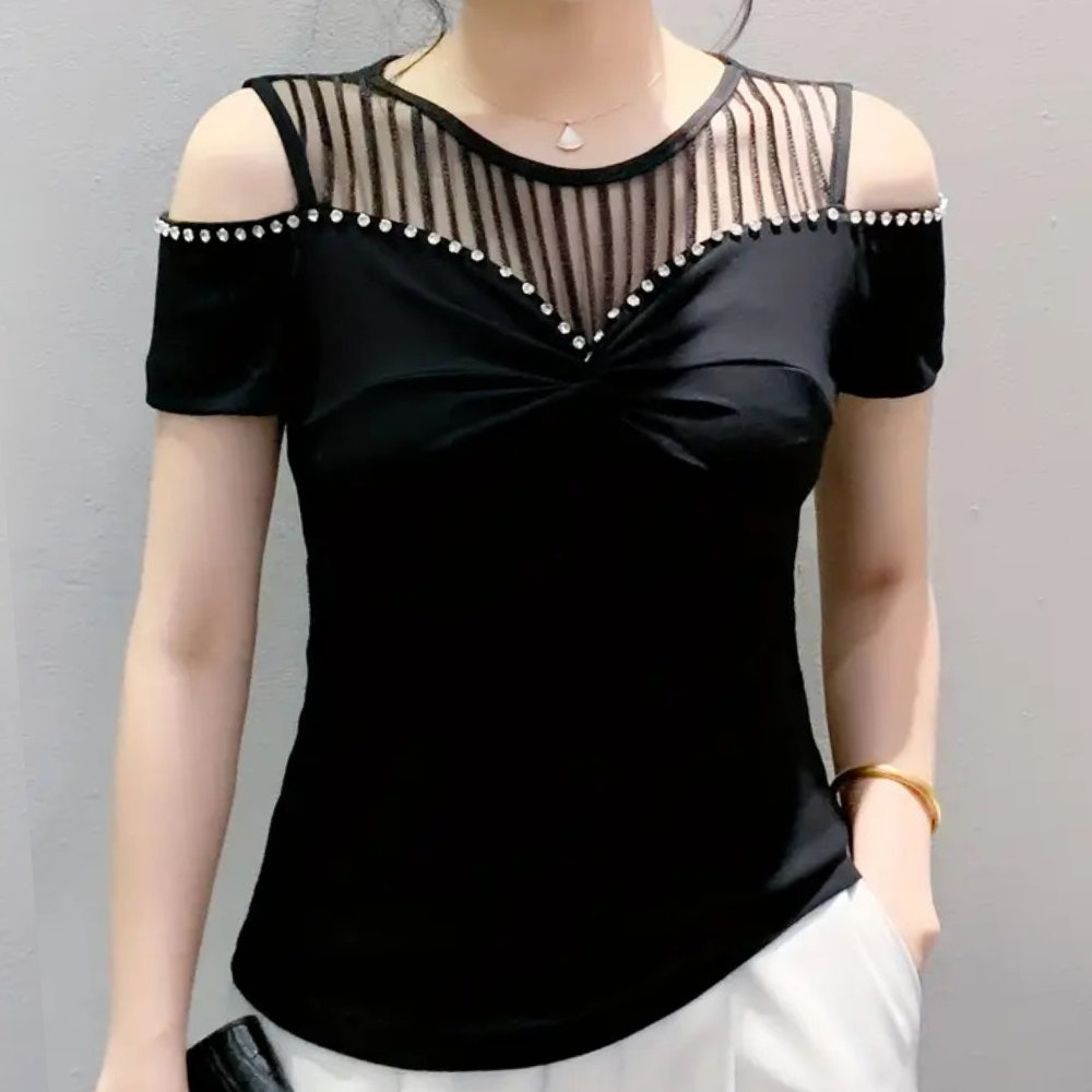 Trendy Cold-Shoulder Top for Women - Fenna-Black-XS-State of Style
