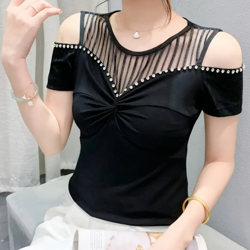 Trendy Cold-Shoulder Top for Women - Fenna-Red-XS-State of Style