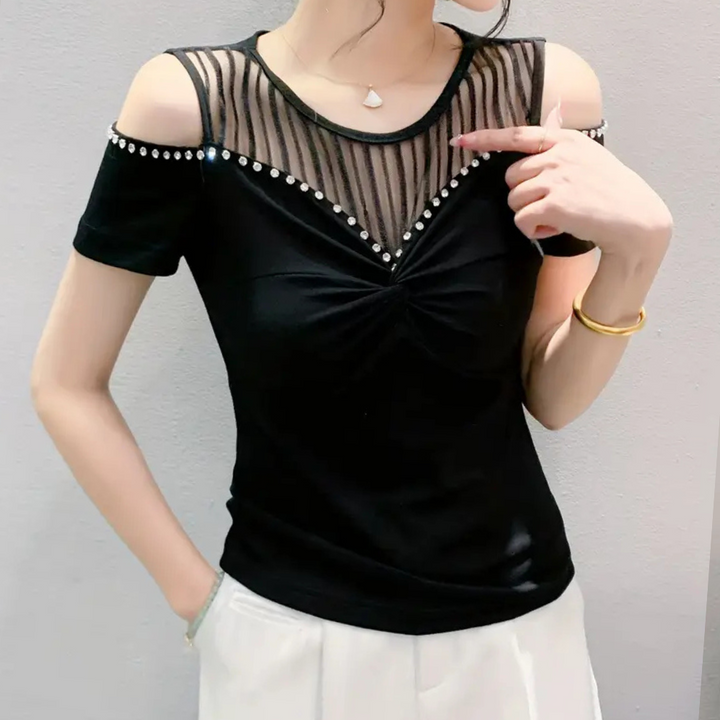 Trendy Cold-Shoulder Top for Women - Fenna-Red-XS-State of Style