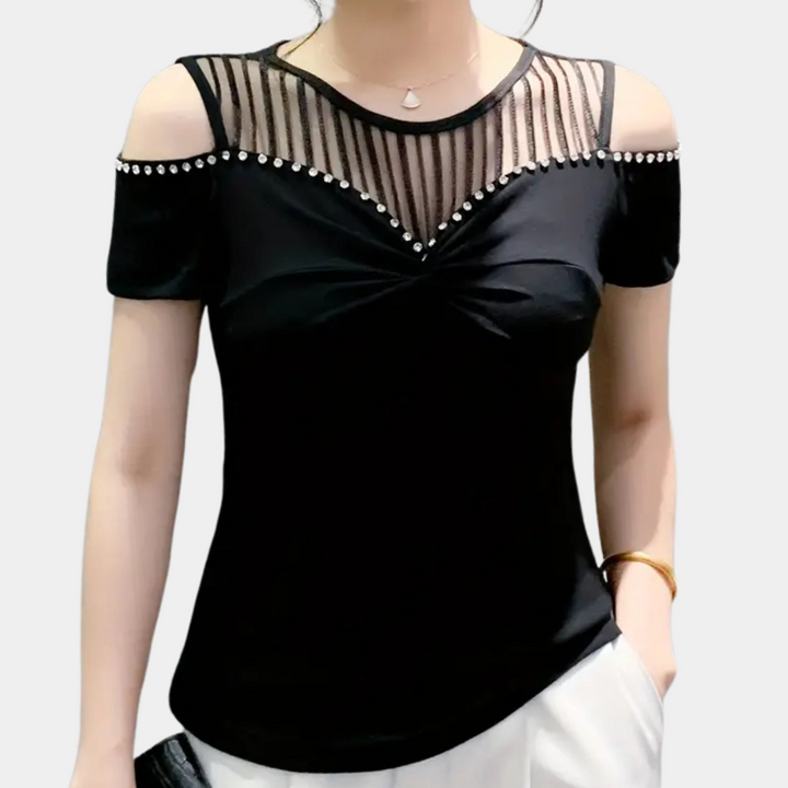 Trendy Cold-Shoulder Top for Women - Fenna-Red-XS-State of Style