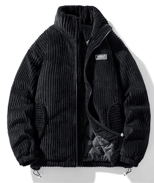 Trendy Corduroy Men's Jacket - Felix-Black-S-State of Style