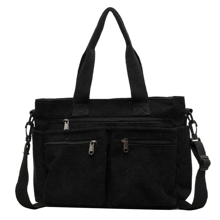 Trendy Corduroy Shoulder Bag - VelvetVogue-Black-State of Style