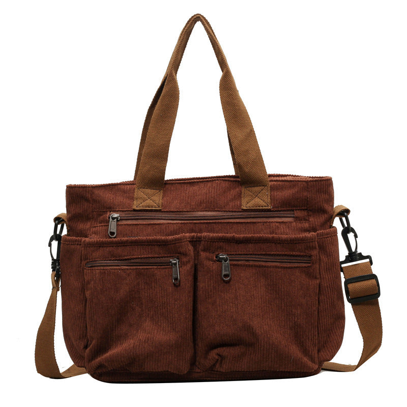 Trendy Corduroy Shoulder Bag - VelvetVogue-Brown-State of Style