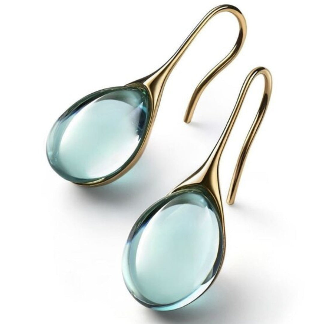 Trendy Crystal Drop Earrings - Celestina-Green-State of Style