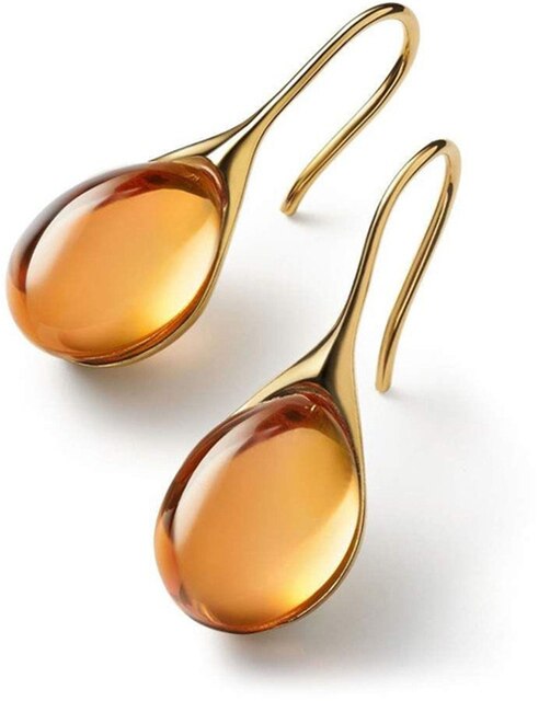 Trendy Crystal Drop Earrings - Celestina-Orange-State of Style