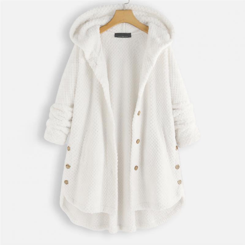 Trendy Cut Fleece Jacket with Hood - FleeceLux-White-S-State of Style