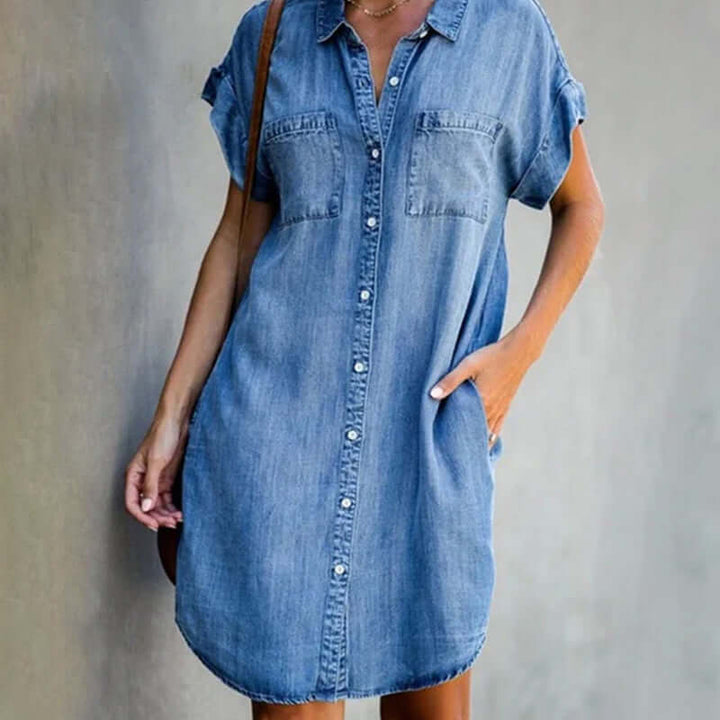 Trendy Denim Dress - Maeve-Light blue-S-State of Style