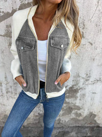 Trendy Denim Jacket - Isaline-Grey-S-State of Style