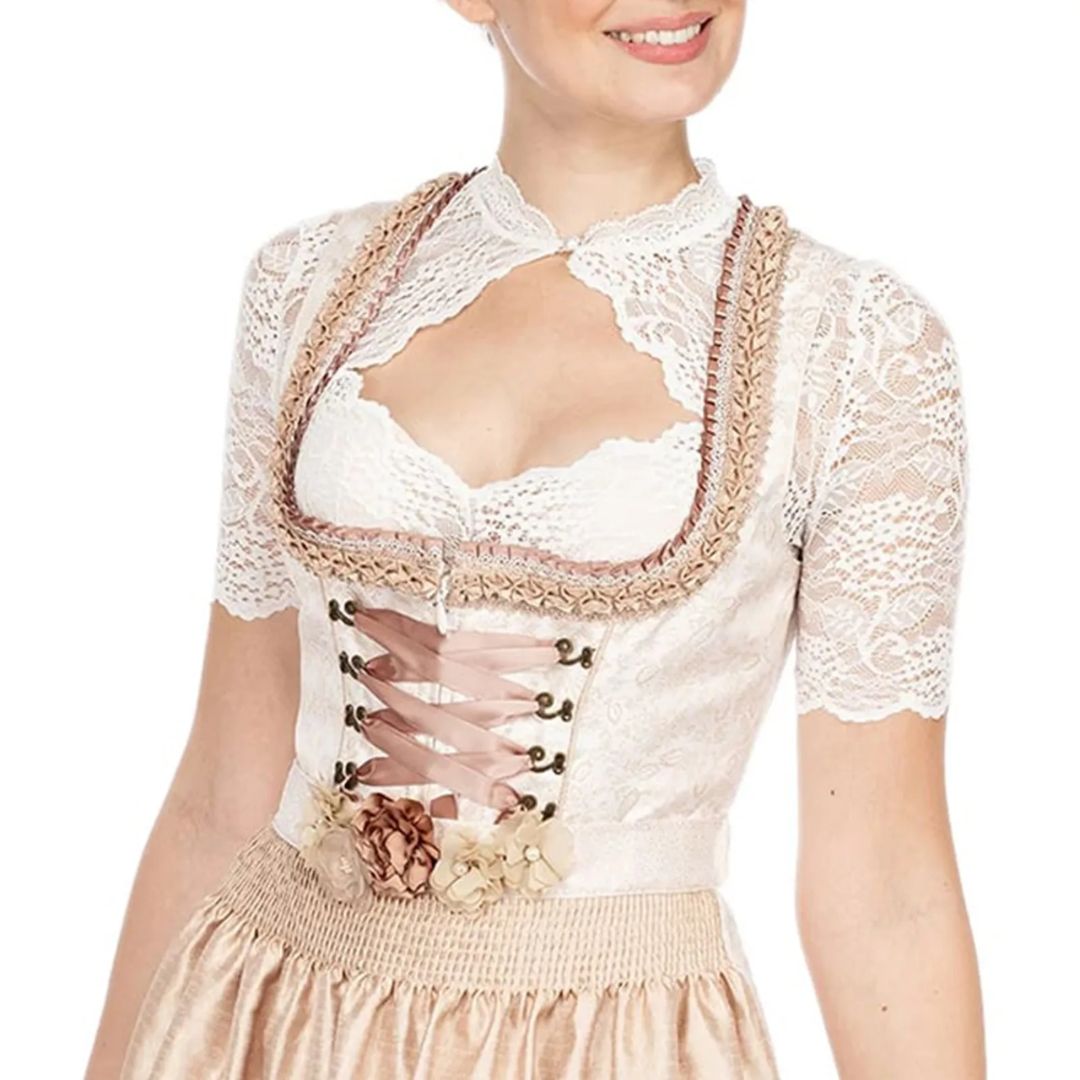 Trendy dirndl blouse with lace & heart neckline for women – Alina-White-S-State of Style