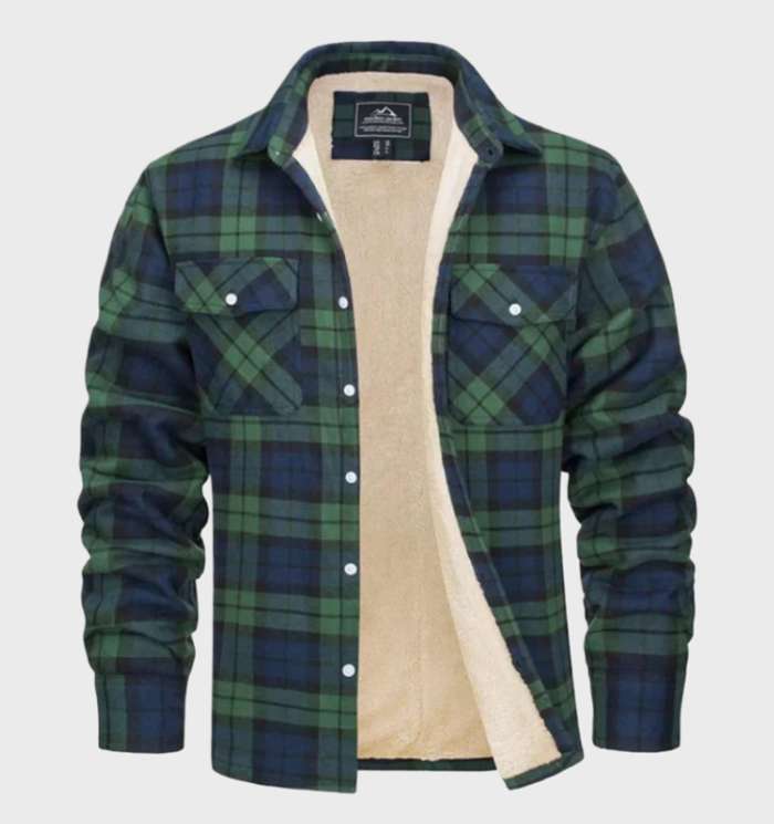 Trendy Flannel Men's Jacket in Vintage Style - Liam-Green-S-State of Style