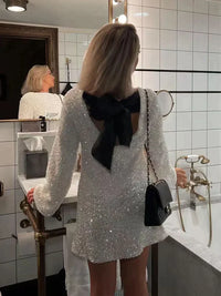 Trendy Glitter Midi Dress - Stella-White-XS-State of Style